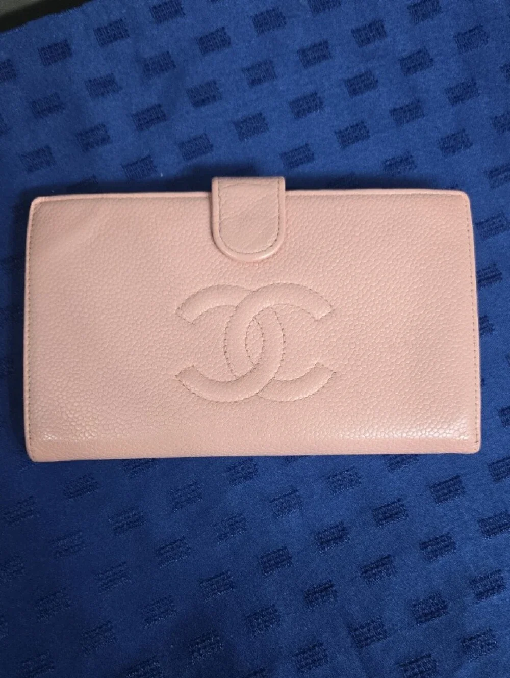CHANEL Pink Caviar Long Leather CC-Embossed Wallet